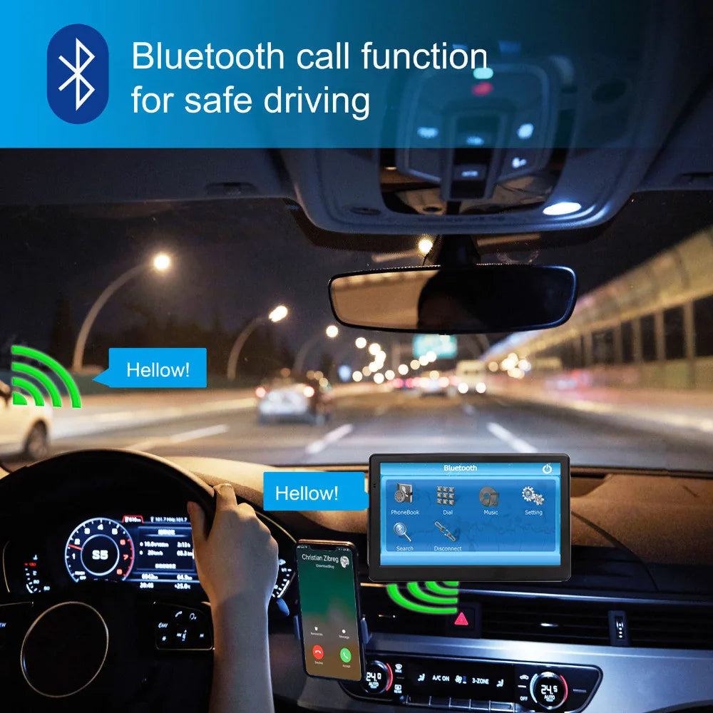 7-inch GPS Navigator with Bluetooth, AV-IN and European Maps