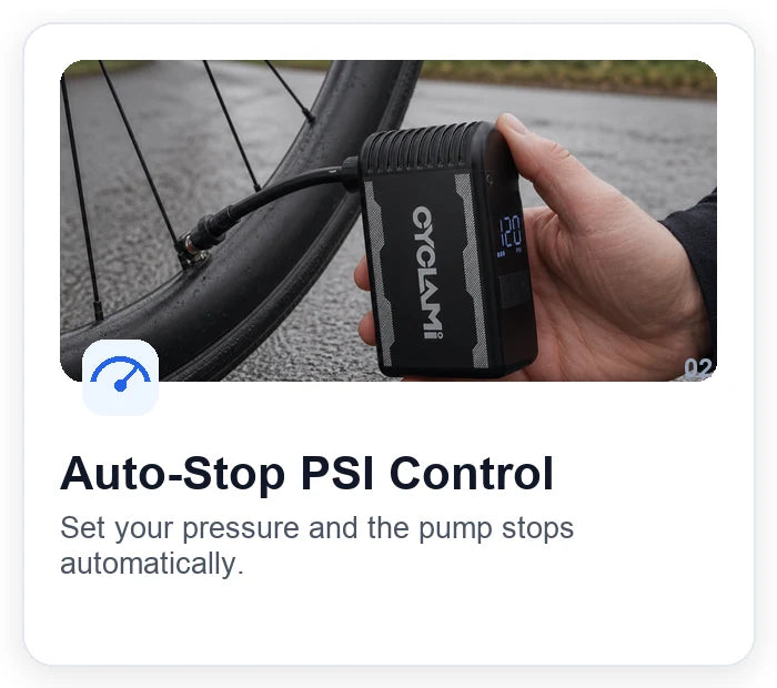 Electric pump connected to a bicycle valve with a digital display