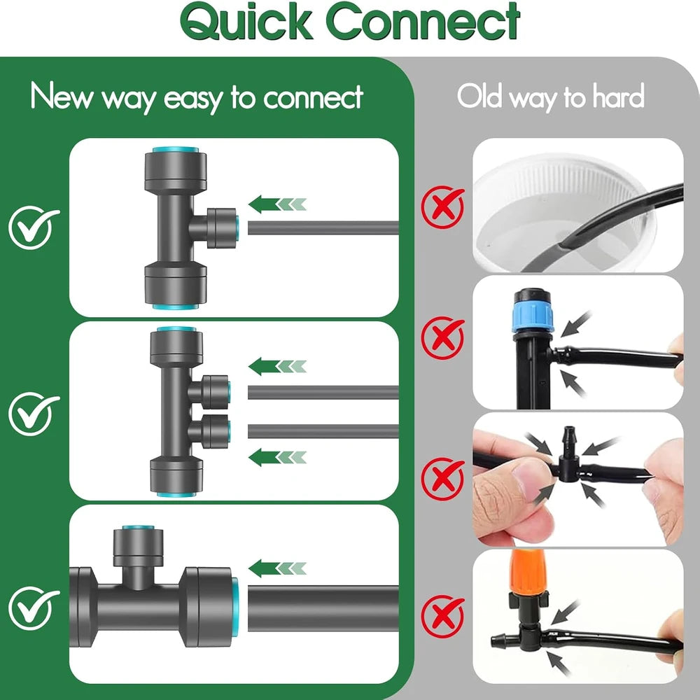 Quick-connect irrigation tubing and connector comparison