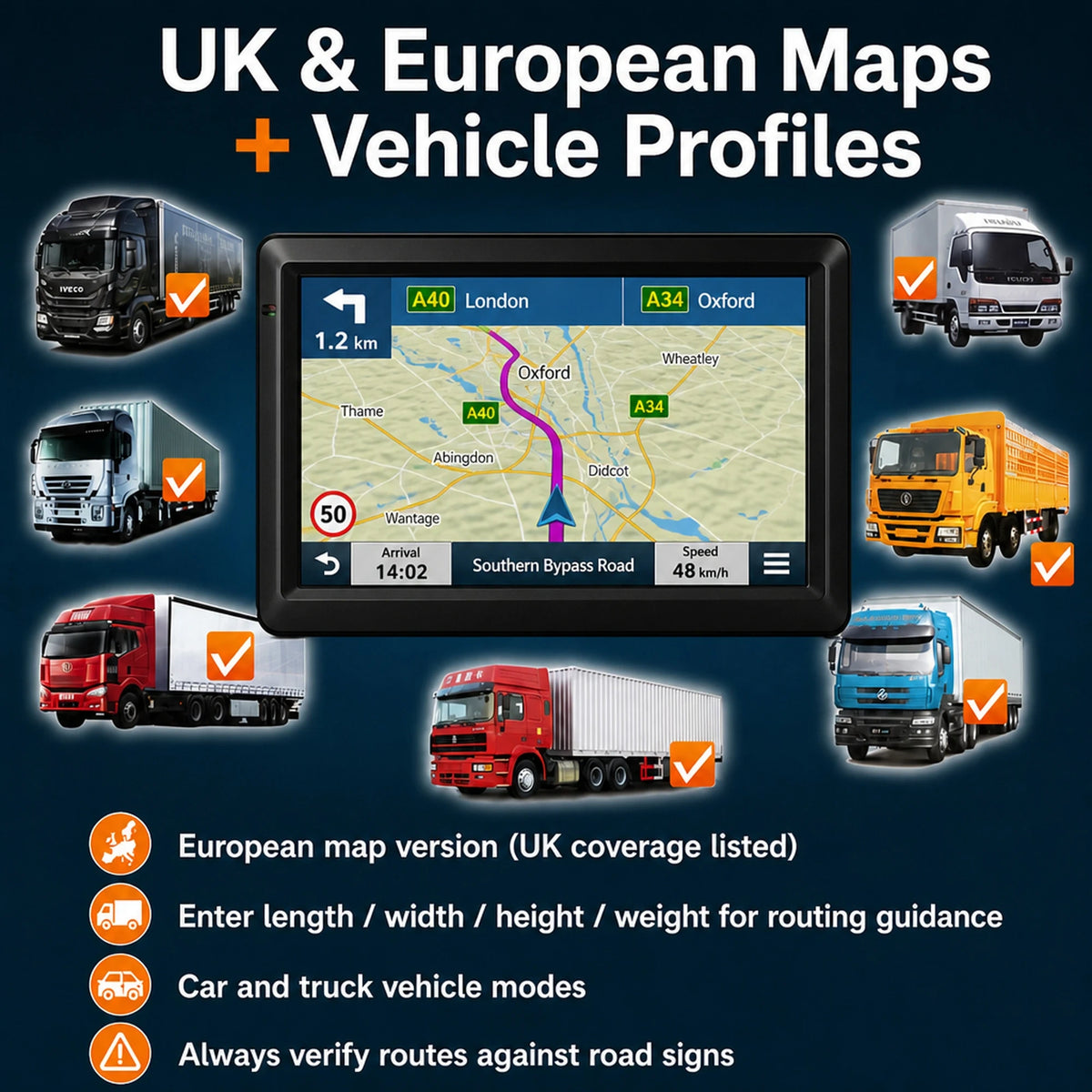 7-inch GPS Navigator with Bluetooth, AV-IN and European Maps