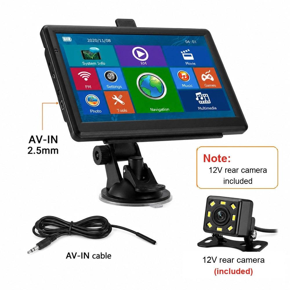 7-inch GPS Navigator with Bluetooth, AV-IN and European Maps