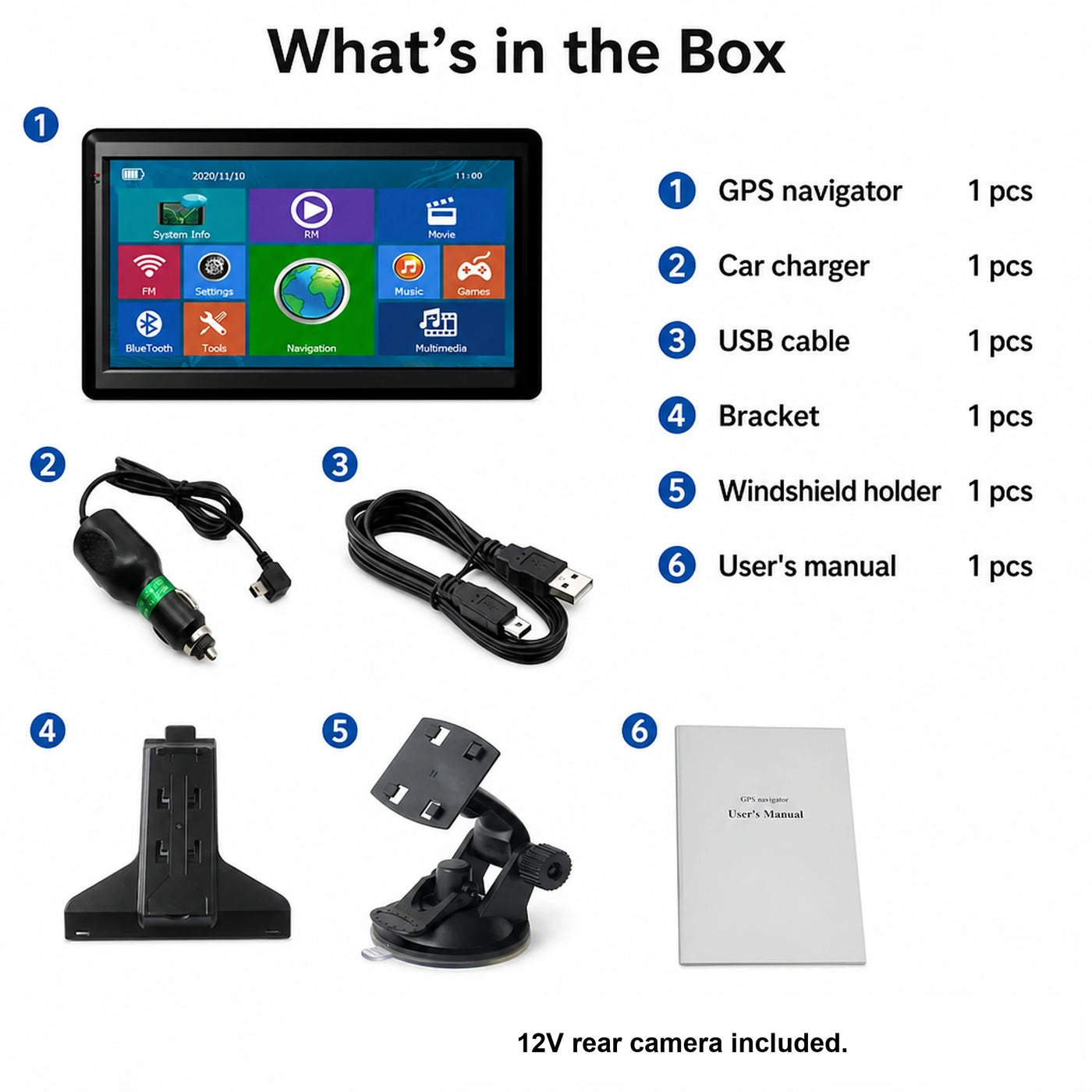 7-inch GPS Navigator with Bluetooth, AV-IN and European Maps