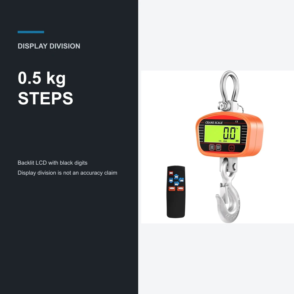 P6 3T crane scale with 0.5 kg display division shown in 0.5 kg steps