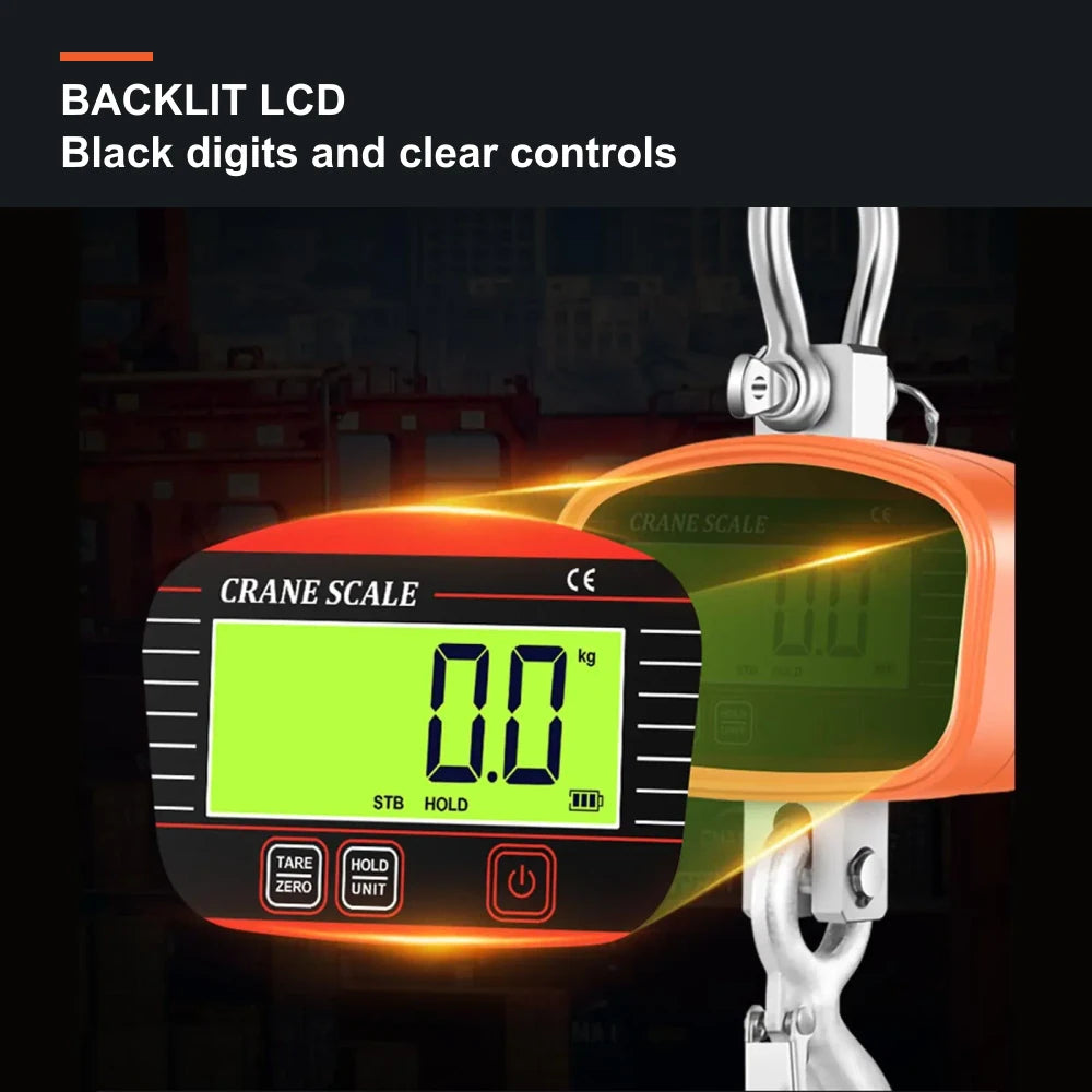 Backlit LCD with black digits and Tare, Zero, Hold and Unit controls