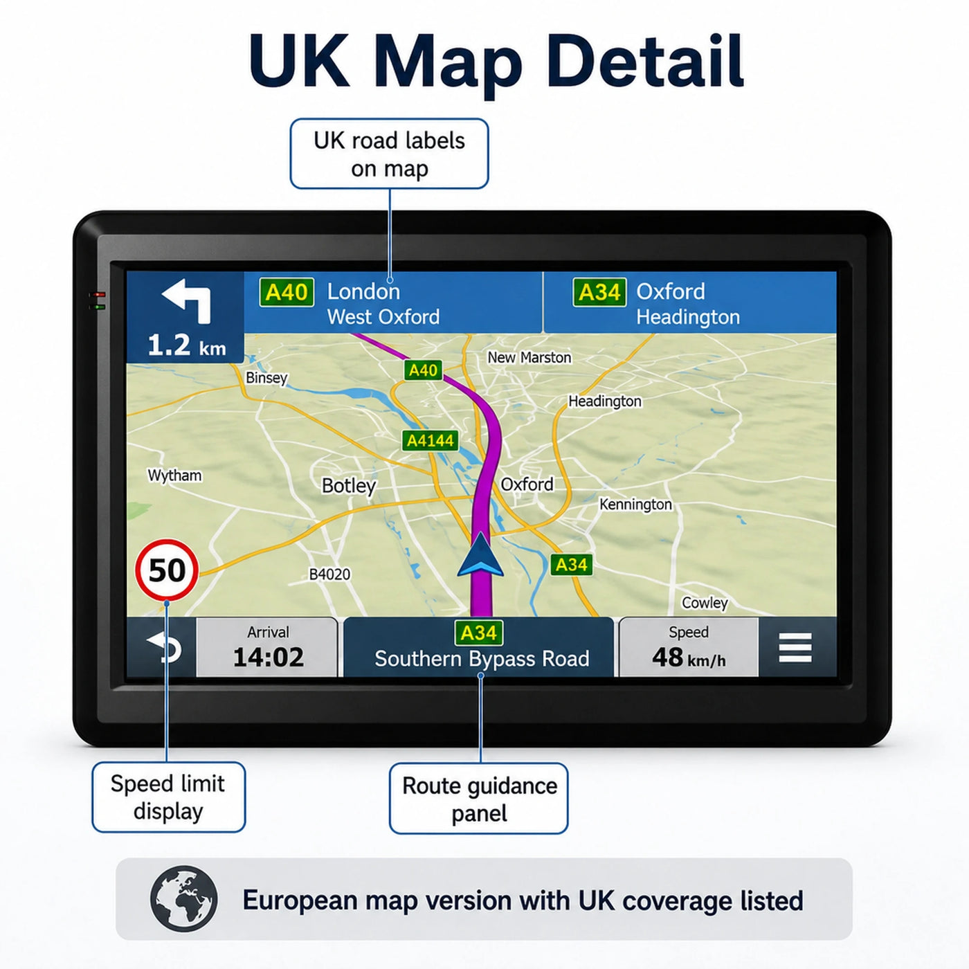 7-inch GPS Navigator with Bluetooth, AV-IN and European Maps